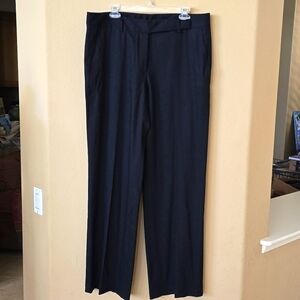 DKNY black linen blend wide leg trousers